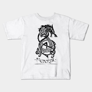 Black Fenrir Wolf Kids T-Shirt